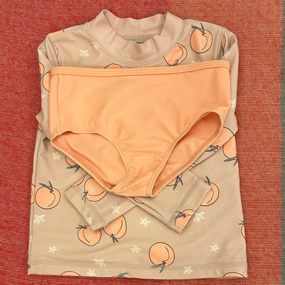 24M Peach Pattern Kids Rashguard Set - Picture 3 of 5